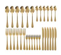 Golden 30Pcs Stainless Steel Cutlery Set, Mirror Finish Flatware Set, Premium Gold Silverware Set with 6 12 Forks 12 Spoons, Elegant Dinnerware for Home Hotel Restaurant Par