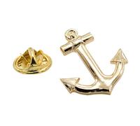 Golden 3D Anchor Metal Enamelled Pin Badge Tie Pin Lapel Badge