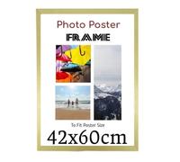 Golden 42 x 60 cm Poster Frames - Large MDF Wooden Frames 60x42 cm - Both Ways Wall Hanging Wall Gallery Living Room Photo Picture Frame With Shatterproof Perspex Sheet