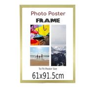 Golden 61 x 91.5 cm Poster Frames - Large MDF Wooden Frames Maxi Size - Both Ways Wall Hanging Wall Gallery Living Room Photo Picture Frame With Shatterproof Perspex Sheet
