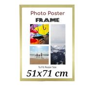 Golden 71 x 51 cm Poster Frames - Large MDF Wooden Frames 51x71 cm - Both Ways Wall Hanging Wall Gallery Living Room Photo Picture Frame With Shatterproof Perspex Sheet