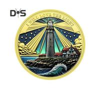 (golden, A) Lighthouse Ocean Coin Metal Collectible Coin Inspiring Long Voyage Travel Souvenir Coin for Self Collection Commemoration