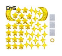 (golden, A) Moon Star Balloons Set Four Pointed Stars Moon Aluminum Foil Balloons Reusable Party Decor Balloons for Boy Girl Baby Shower Birthday Anniversary