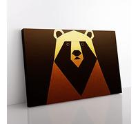 Golden Abstract Bear Canvas Wall Art Print Ready to Hang, Framed Picture for Living Room Bedroom Home Office Décor, 50x35 cm (20x14 Inch)
