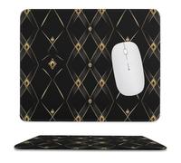 Golden Abstract Black Geometry Mouse Pad Waterproof Ultra-Thin Non-Slip Rubber Base Square Mouse Mat Gaming Mousepad 9.8"x11.8"