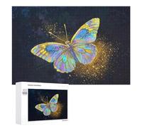 Golden Abstract Butterfly Puzzle for Adults: 1000 Piece Wooden Puzzle - Decorative Relaxing Hobby, Gift for Birthday Christmas