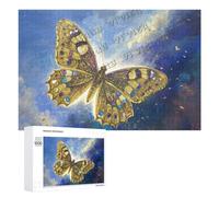 Golden Abstract Butterfly Wooden Puzzle - 1000 Piece Jigsaw for Adults - Soothing Art Puzzle Gift for Women and Meditation Time