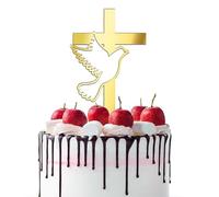 Golden Acrylic Dove and Peace Dove Cake Decorations - Elegant Christian Cake Topper Supplies