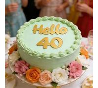 Golden Acrylic Hello 40 Cake Topper, 40th Birthday Anniversary Party Cake Decoration, Forty Years Celebration Cake Charm Sign Decoration, 40 and Fabulous Cake Topper