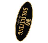 Golden Acrylic No Soliciting Sign for Doors and Windows | Self Adhesive, Weather Resistant Strong Adhesion, Bold Font for Commercial Gates and Offices