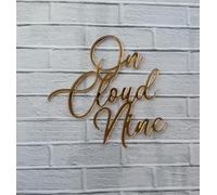 Golden Acrylic On Cloud Nine Cake Topper, 9th Birthday Cake Decorations for Girls or Boys Happy 9th Birthday Party Decor Supplies