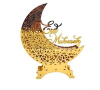Golden Acrylic Ramadan Moon Lamp for Table Decoration with Shape and Star Light Effect for Eid Celebrations (B)