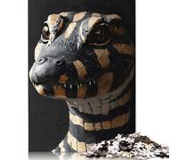 Golden Alligator Portrait Jigsaw Puzzles Puzzle for Adults Kids. 1000 Pieces Great Gifts Challenge Toy Educational Games Home Decoration for Educational Games Gifts 1000pcs (75x50cm)
