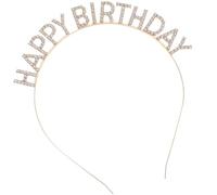 Golden Alloy Happy Birthday Headband Rhinestone Crown