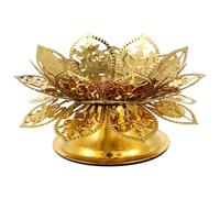 Golden Alloy Lotus Candle Stand for Home and Temple Decoration
