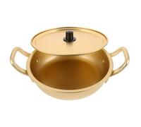 Golden Aluminium Ramen Pot with Lid, Non-Stick Stockpot