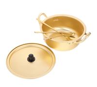 Golden Aluminum Ramen Pot with Spoon, Sturdy Non Slip Stock Pot