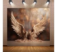 Golden Angel Wings Backdrop Fantasy Spiritual Photography Background Dreamy Feather Wings Wallpaper for Birthday Wedding Party Decorations Artistic Portrait Photo Booth Studio Props(A,300x250cm)