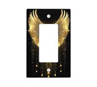 Golden Angel Wings Light Switch Cover Plate/Outlet Covers, Shimmering Gold for Home Decor, Elegant Style for Any Season Single Rocker