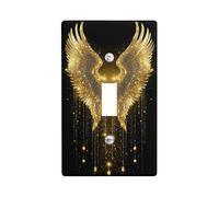 Golden Angel Wings Light Switch Cover Plate/Outlet Covers, Shimmering Gold for Home Decor, Elegant Style for Any Season Single Toggle