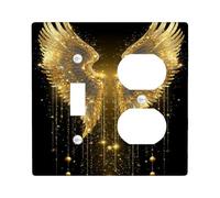 Golden Angel Wings Light Switch Cover Plate/Outlet Covers, Shimmering Gold for Home Decor, Elegant Style for Any Season Toggle Duplex