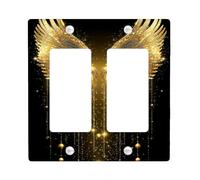 Golden Angel Wings Light Switch Cover Plate/Outlet Covers, Shimmering Gold for Home Decor, Elegant Style for Any Season Double Rocker