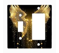 Golden Angel Wings Light Switch Cover Plate/Outlet Covers, Shimmering Gold for Home Decor, Elegant Style for Any Season Toggle Rocker