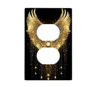 Golden Angel Wings Light Switch Cover Plate/Outlet Covers, Shimmering Gold for Home Decor, Elegant Style for Any Season Single Duplex Outlet