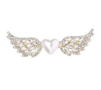 Golden Angel Wings Pearl Rhinestone Hair Clip Barrette
