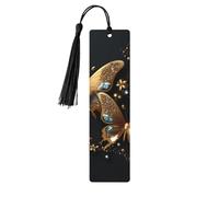 Golden Animal Butterfly Wooden Bookmark with Tasse Galaxy Bookmarks for Women Men Book Lovers, Page Markers for Students Teachers Reading Writers Gifts