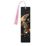 Golden Animal Butterfly Wooden Bookmark with Tasse Galaxy Bookmarks for Women Men Book Lovers, Page Markers for Students Teachers Reading Writers Gifts