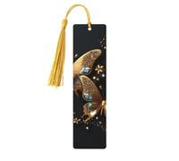 Golden Animal Butterfly Wooden Bookmark with Tasse Galaxy Bookmarks for Women Men Book Lovers, Page Markers for Students Teachers Reading Writers Gifts