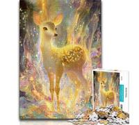 Golden Animal Deer Puzzles for Adults And Teenagers,Challenging To Complete But Fun And Humorous Educational Game for Birthday (75x50cm)