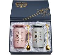 Golden Anniversary Wedding Gift, 2PCS Happy 50th Wedding Anniversary Mr and Mrs Gift Marble Ceramic Cups Set 14oz, 50 Years of Marriage, Golden Weddin-g for Couple, Parents, Grandparents, with Giftbox