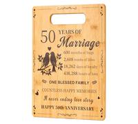 Golden Anniversary Wedding Gifts - 50th Anniversary Romantic Bamboo Cutting Board for Couples, Custom Engraved Wedding Gift for Husband & Wife, Mum & Dad Gift for Milestones