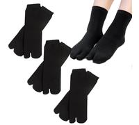 Golden Apple 3 Pairs Japanese Kimono Flip Flop Sandal Split Two Toe Tabi Ninja Casual Socks (UK, Alpha, M, L, Regular, Regular, Blackx3)