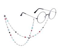 Golden Apple Colorful Beaded Eyeglass Chains Sunglass Lanyard Eyewear Retainer Sunglasses Strap Crystal Beaded Chain for Women Girls (Silver)