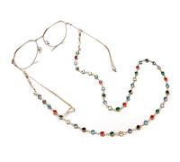Golden Apple Colorful Beaded Eyeglass Chains Sunglass Lanyard Eyewear Retainer Sunglasses Strap Crystal Beaded Chain for Women Girls (Gold)