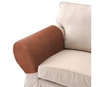 Golden Apple LERTREE 1 Pair Armrest Protectors - Elastic Sofa Arm Slipcovers - Removable Chair Armrest Covers (Brown)
