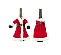 Golden Apple Red Velvet Dress Wine Bottle Cover, Christmas Champagne Bottle Sleeve Bags Xmas Party Home Dinner Decor Supplies,Set of 2