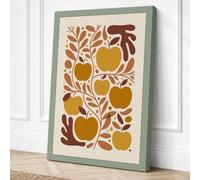 Golden Apples in Pattern Canvas Wall Art Print 24x16 Inch (61 x 41 cm)