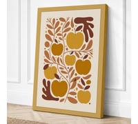 Golden Apples in Pattern Canvas Wall Art Print 36x24 Inch (91 x 61 cm)