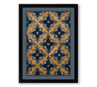 Golden Arabesque Geometric Framed Wall Art Print A3 (42×29.7cm) Black, Wall Decor for Living Room, Bedroom, Office & Home, Ready to Hang, Art Gift