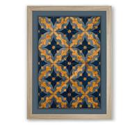 Golden Arabesque Geometric Framed Wall Art Print A3 (42×29.7cm) Oak, Wall Decor for Living Room, Bedroom, Office & Home, Ready to Hang, Art Gift