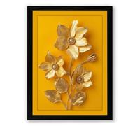 Golden Arrangement Botanical Framed Wall Art Print A3 (42×29.7cm) Black, Wall Decor for Living Room, Bedroom, Office & Home, Ready to Hang, Art Gift