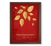 Golden Arrangement Botanical Framed Wall Art Print A4 (29.7×21cm) Walnut, Wall Decor for Living Room, Bedroom, Office & Home, Ready to Hang, Art Gift