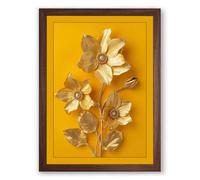 Golden Arrangement Botanical Framed Wall Art Print A4 (29.7×21cm) Walnut, Wall Decor for Living Room, Bedroom, Office & Home, Ready to Hang, Art Gift