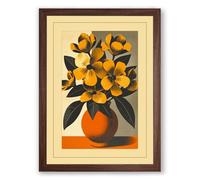 Golden Arrangement Mid-Century Framed Wall Art Print A4 (29.7×21cm) Walnut, Wall Decor for Living Room, Bedroom, Office & Home, Ready to Hang, Art Gift