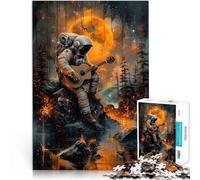 Golden Astronaut MusicPuzzle for teenagers 1000 Pieces Stress Reliever Staycation Kill time Unique Birthday and Gifts 38x26cm