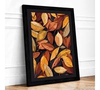 Golden Autumn Leaves Botanical Framed Wall Art Print A1 (84.1×59.4cm) Black, Wall Decor for Living Room, Bedroom, Office & Home, Ready to Hang, Art Gift
